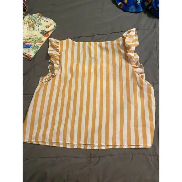 SHEIN Curve Women's 2XL Striped Ruffle Sleeve Square Neck Blouse - Picture 3 of 3